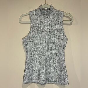 Express Textured Black and White turtle neck tank